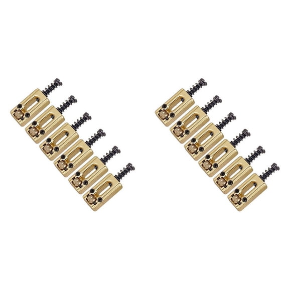 12 Pcs Metal Guitar Bridge Saddle Roller String Tremolo Bridge Saddles for Electric Guitar Replacement Parts,Gold