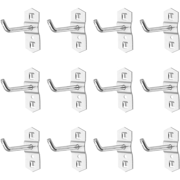 12 Pcs Metal Square Peg Board Hooks - Heavy Duty Display Hooks for Supermarket Shelf Rack - Hanging L Style Screw Hook Pegboard Wall Organizer Tool Accessory