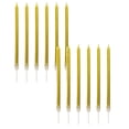 thumbnail image 1 of 12 Pcs Metallic Birthday Candles, Long Thin Birthday Cake Candles Tall Skinny Cupcake Candles in Holders for Birthday Parties Wedding Decorations Party Supplies, 1 of 8