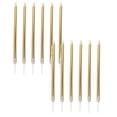 thumbnail image 1 of 12 Pcs Metallic Birthday Candles, Long Thin Birthday Cake Candles Tall Skinny Cupcake Candles in Holders for Birthday Parties Wedding Decorations Party Supplies, 1 of 8
