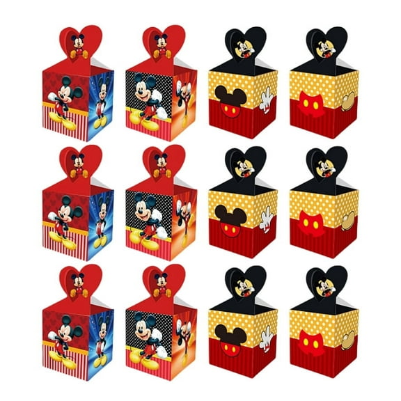 12 Pcs Mickey Party Candy Boxes for Anime Theme Birthday Party Supplies Decor,Girls Kids Birthday Game Party Kraft Paper Gift Bag Decoration