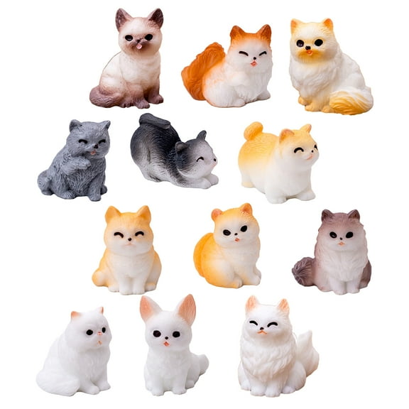 12 Pcs Micro Landscape Cat Resin Cat Figurine Miniatures Figurines Small Cat Figurines Miniature Animals Cat Statue