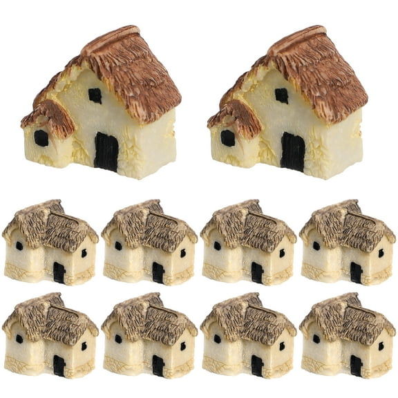 12 Pcs Micro Landscaping Decor Resin Mini House Model Garden Scene Layout Decor