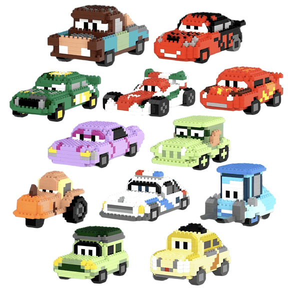 12 Pcs Micro Mini Blocks Car Sets, 3D Puzzle Collection Car Model Toys Gift for Birthday