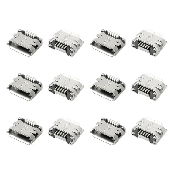 12 Pcs Micro U Type B Female Connector 180 Degree 5-Pin Micro U Connector Socket SMT Solder Connector