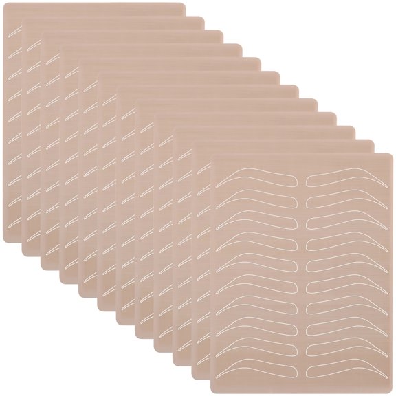 12 Pcs Microblading Practice Skin Sheets, Silicone Tattoo Simulation with Eyebrow Templates, Reusable for PMU Application