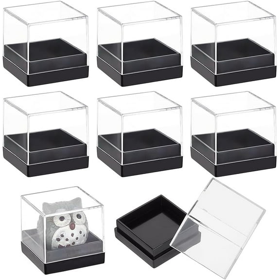12 Pcs Mineral Sample Case 1.65x1.65x1.28 Inch Clear Display Case Cube Display Box for Storage Jewelry Storage Container Home Countertop