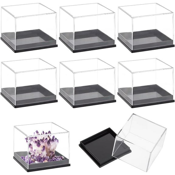 12 Pcs Mineral Sample Case 1x1x1 Inch Clear Display Case Cube Display Box