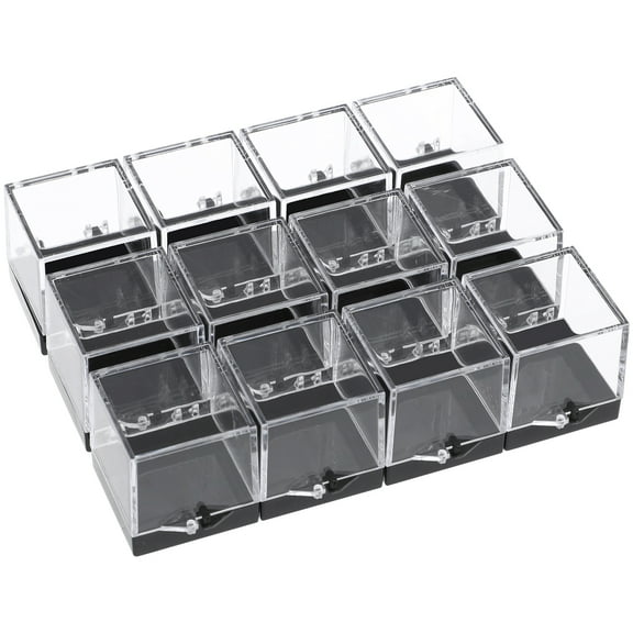 12 Pcs Mineral Standard Display Box Specimen Storage Boxes Container Case Rock Mini Minerals Clear Cases Transparent