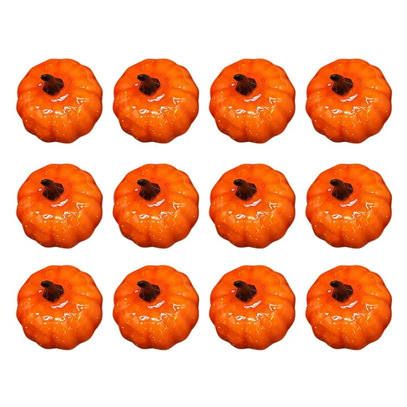 12 Pcs Mini Artificial Pumpkins - Foam, Realistic, Orange/White, 6x6.5cm, for Halloween/Thanksgiving Decor, DIY Crafts