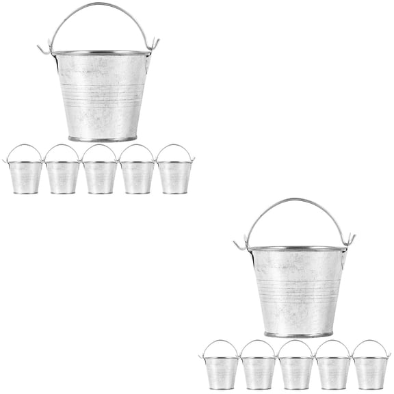 12 Pcs Mini Bucket Galvanized Vase Flower Pot Stand Metal Barrel Small Iron Child