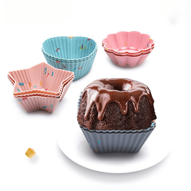 12 Pcs Mini Cake Pan, Silicone Cake Molds Nonstick Fluted Cake Pans For