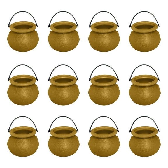 12 Pcs Mini Cauldron Set Halloween Bucket Containers with Handles Small Witch Pot Jars for Holiday Decor and Display