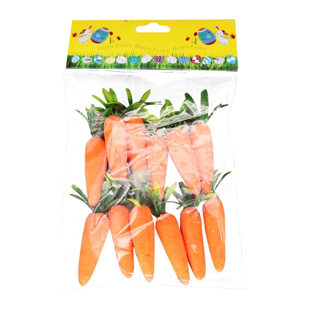 12 Pcs Mini Easter Carrots Foam Artificial Carrots Ornament Hanging Decorations for Home Kitchen Party DIY Crafts Decor