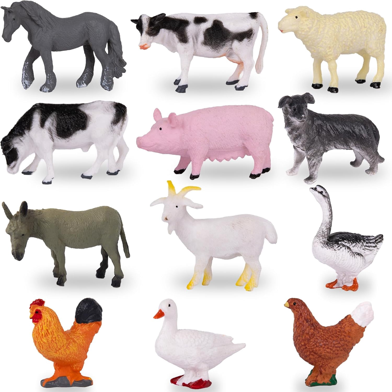 12 Pcs Mini Figures Toys Realistic Farm Animal Figurines,Farm Animal ...