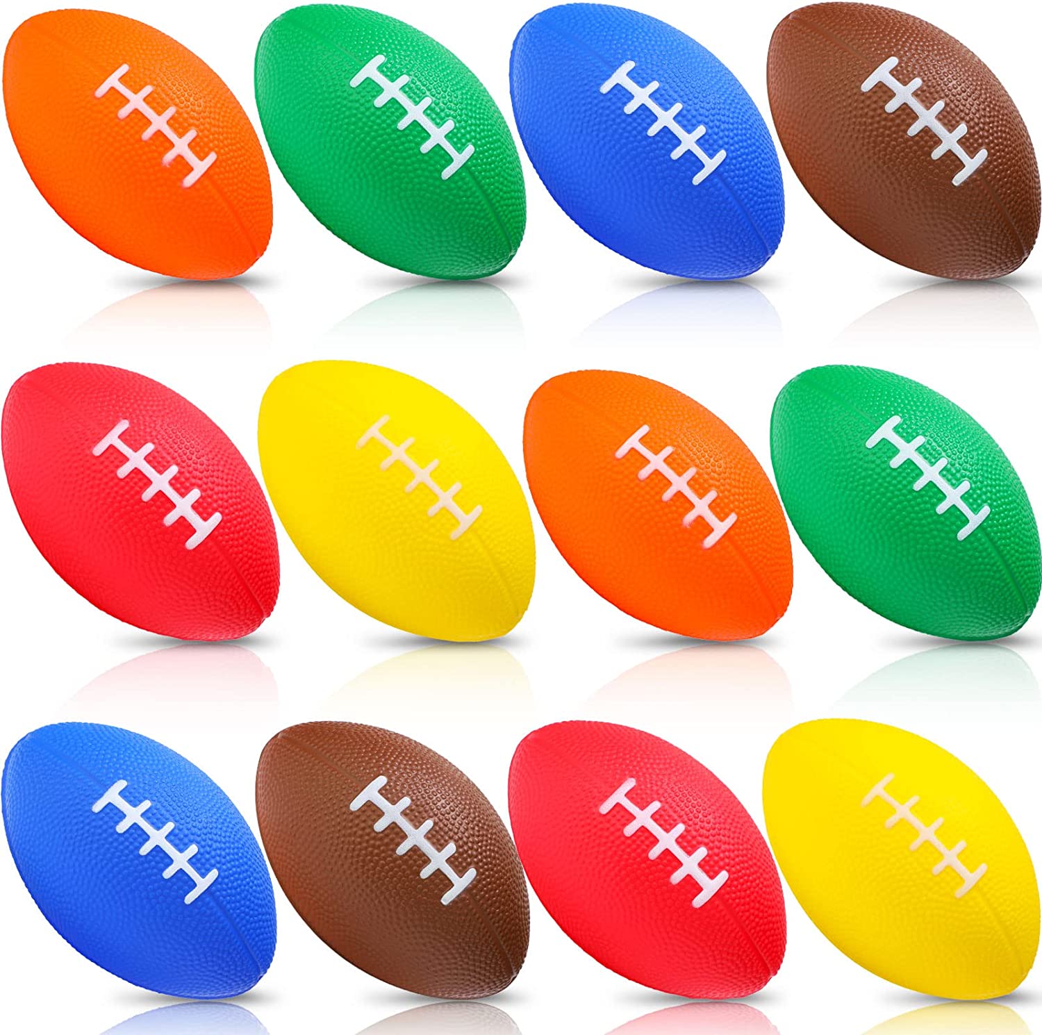 12 Pcs Mini Footballs for Kids Spiral Foam Football Bulk 5 Inch Soft Small Waterproof Foam