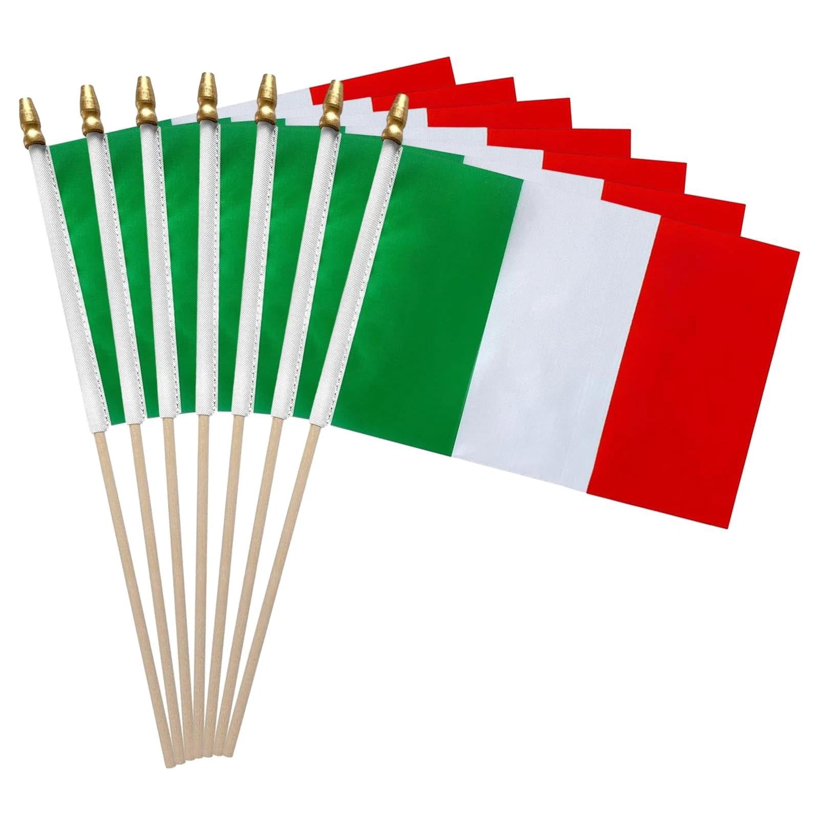 Small Event Flags 12 Pcs Mini Italy Flags on Stick 5x8 Inch Handheld Small Italian Flag ...