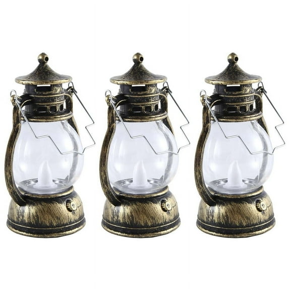 12 Pcs Mini Lantern Decorative with LED Candle Vintage Lantern Hanging Candle Lanterns Battery Operated Lantern Copper