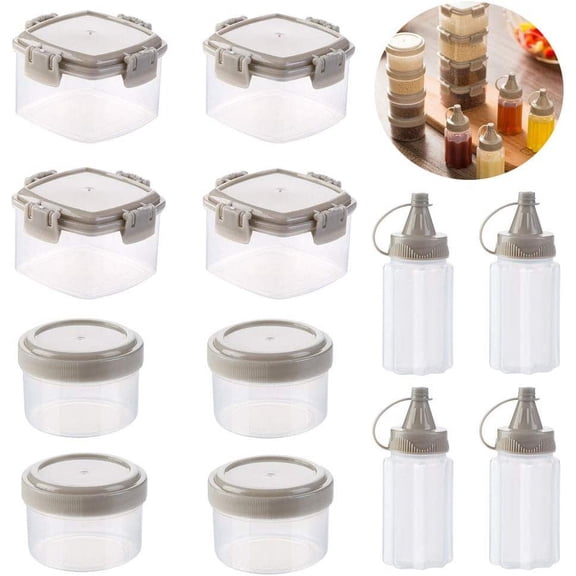 12 Pcs Mini Plastic Sauce Squeeze Bottle Seasoning Box Salad Dressing Containers Outdoor Barbecue Kitchen Accessories