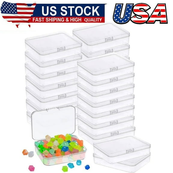 12 Pcs Mini Plastic Storage Containers Box with Lid, 3.5x2.4 Inches Clear
