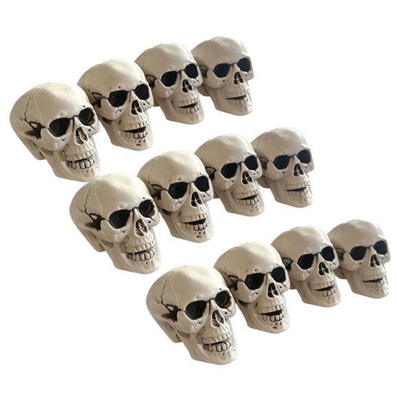 12 Pcs Mini Skulls Figurine Skeleton Head Miniatures for Halloween Decor