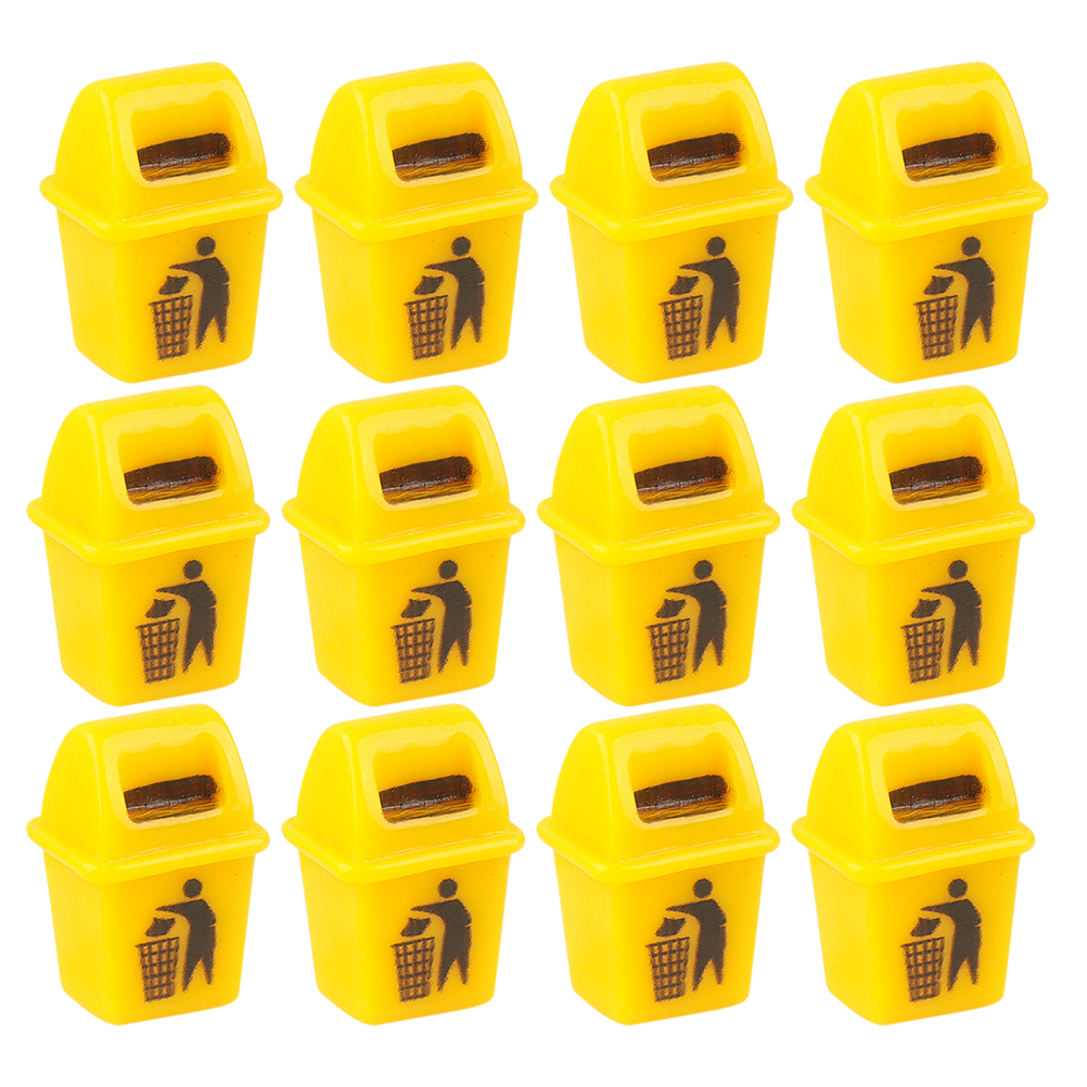 12 Pcs Mini Trash Can Doll House Small Model Decoration for Home