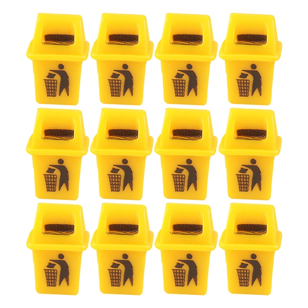 12 Pcs Mini Trash Can Doll House Small Model Miniature Accessories
