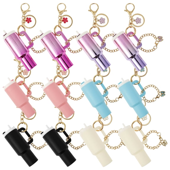 12 Pcs Mini Tumbler Keychain 2 Way Cute Charm Mini Cup Keychain Lip Balm Holder for Women Purse Handbag Backpack