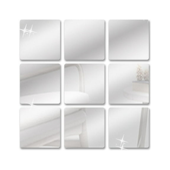 12 Pcs Mirror Wall Stickers Mirrors Acrylic Tile Home Decorations Square Double Sided Tape