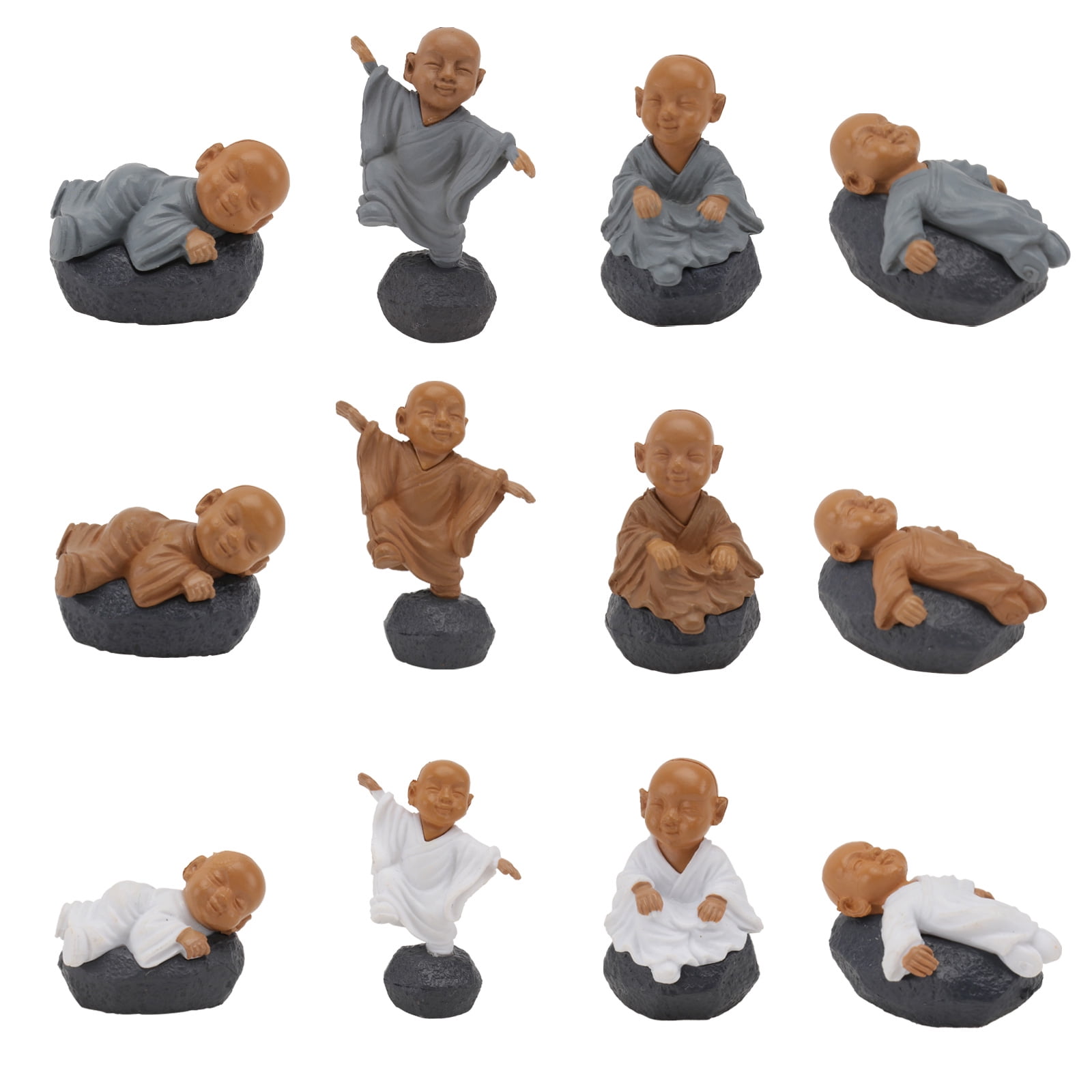 12 Pcs Monk Landscape Ornament Fish Tank Decorations Mini Monk Wealth
