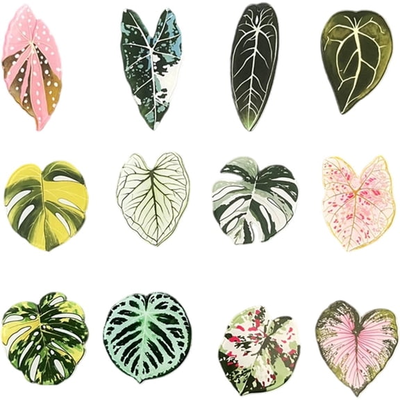 12 Pcs Monstera Plant Fridge Magnets Tropical Leaves Refrigerator Magnets 3D Plant Magnets for Whiteboard, Notice Board, Kitchen Office Decoration
