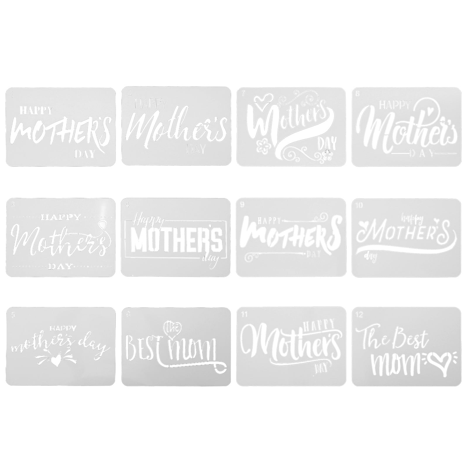 12 Pcs Mothers Day Template Stencil for Kids Painting Stencils Mothers ...