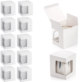 12 Pcs Mug Boxes for Gifts Coffee Mug Gift Box for Blanks Sublimation Mugs Packaging 11oz, 12oz, 15oz Transparent Ceramic Coffee Cups Gift Box (White)