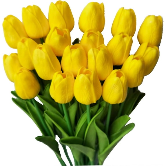 12 Pcs Multicolor Tulips Artificial Flowers Faux Tulip Stems Real Feel PU Tulips Easter Spring Wedding Bouquet Centerpiece Floral Arrangement Cemetery Table Décor 13.18" Tall