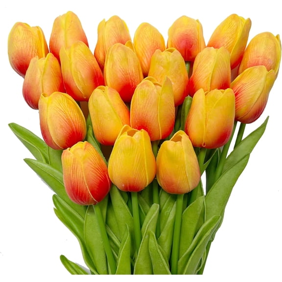 12 Pcs Multicolor Tulips Artificial Flowers Faux Tulip Stems Real Feel PU Tulips Easter Spring Wedding Bouquet Centerpiece Floral Arrangement Cemetery Table Décor 13.18" Tall