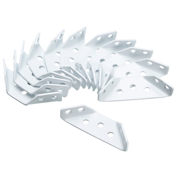 12 Pcs Multifunction Triangle Corner Brace 2.6" x 0.9" Shelf Support Connector Bracket, Stainless Steel, White
