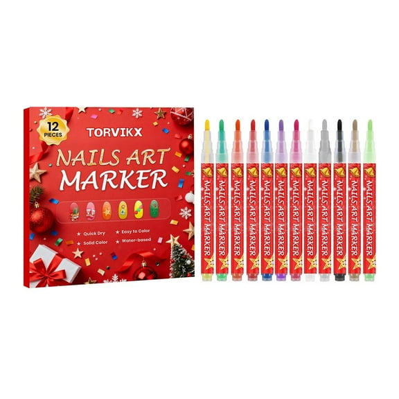 12 Pcs Nail Art Pen Set, Fine Tip Quick Dry Gel Polish Pens for DIY Nail Design, Beginners Drawing Liners