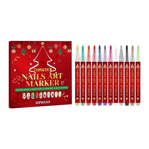 12 Pcs Nail Art Pen Set, Fine Tip Quick Dry Gel Polish Pens for DIY Nail Design, Beginners Drawing Liners