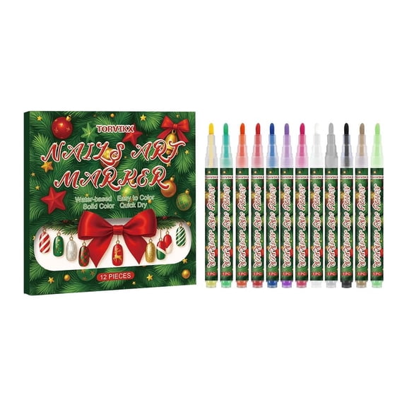 12 Pcs Nail Art Pen Set, Fine Tip Quick Dry Gel Polish Pens for DIY Nail Design, Beginners Drawing Liners