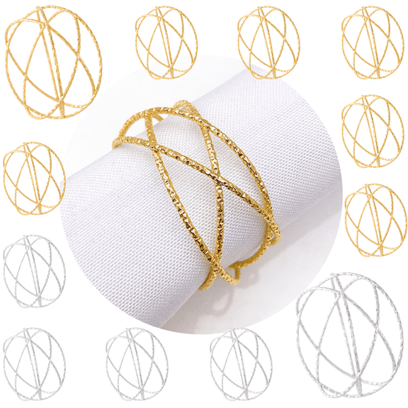 12 Pcs Napkin Rings Metal Spiral Napkin Holders Buckles Serviette Napkin rings Dinner Napkin Ring Holders for Weddings Thanksgiving Christmas Receptions Banquet Buffet Table Decorations