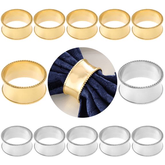 12 Pcs Napkin Rings Set Metal Napkin Holder Rings Rhinestone Delicate Napkin Buckle for Christmas Wedding, Dinner, Parties, Receptions, Family Gathering Table Setting