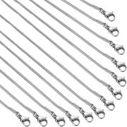 JESOT 12 Pcs Necklace Chains Stainless Steel Snake Chain Necklace with Lobster Clasps for Women