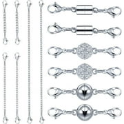 JESOT 12 Pcs Necklace Extenders Chain Extenders for Women Jewelry Making Supplies (Silver)