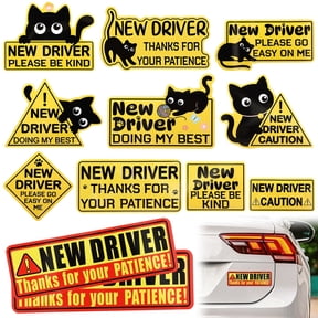 Student Driver Magnetic Car Decals, 12 Pack Reflective Safety Signs for New Drivers, Learner Bumper Stickers