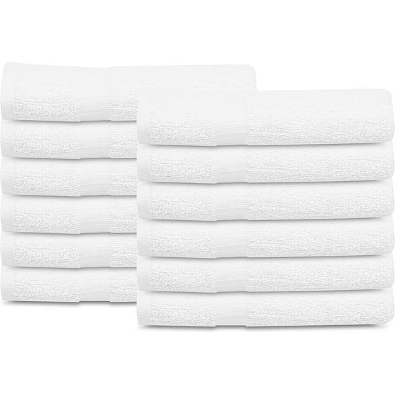 12 Pcs New White (20x40 Inches) Cotton Blend Terry Bath Towels Salon/Gym Light Weight Fast Drying