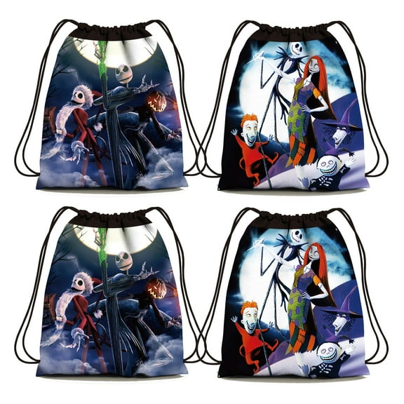 12 Pcs  The Nightmare Before Christmas Drawstring Bag Reusable Horror Movie Non-Woven Gift Backpacks Favor Bags for NightmareTheme Birthday Party Decorations Supplies