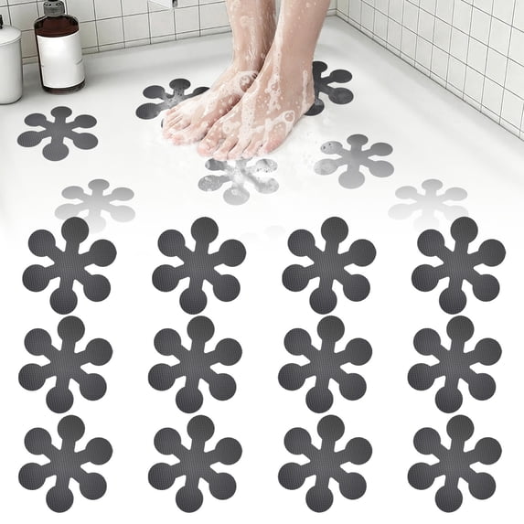12 Pcs Non Slip Bathtub Stickers,Adhesive Shower Stickers for Safety Bathroom Tubs,Flower Shape Bathtub Non Slip Pads for Shower Floor,Stairs,Ladders,Saunas,Kitchens and More