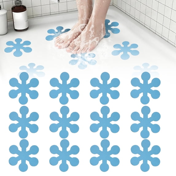 12 Pcs Non Slip Bathtub Stickers,Adhesive Shower Stickers for Safety Bathroom Tubs,Flower Shape Bathtub Non Slip Pads for Shower Floor,Stairs,Ladders,Saunas,Kitchens and More