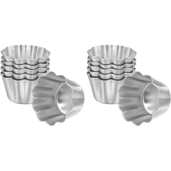 12 Pcs Non-Stick Aluminum Pudding Molds 2.83X2.83X3.30 Inch Baking Cups for Home Kitchen and Professional Cake Baking Steaming Molds