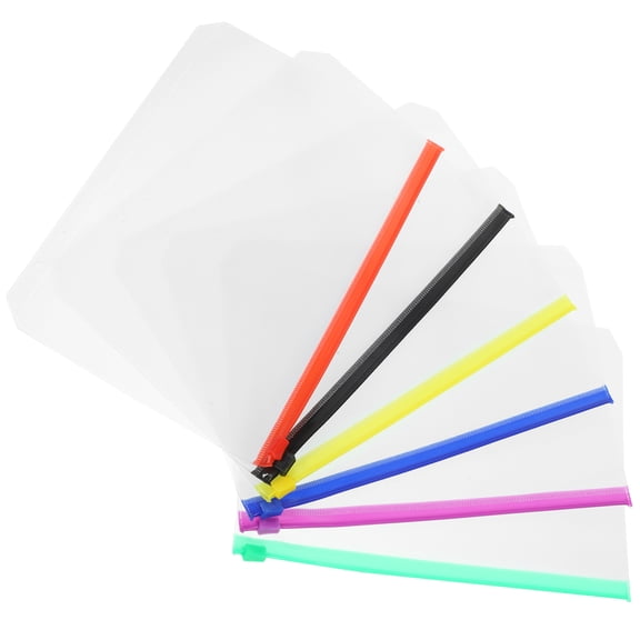 CIMAXIC 12Pcs Thick PVC Binder Pockets with Zipper for Organizing Stationery and Document Storage